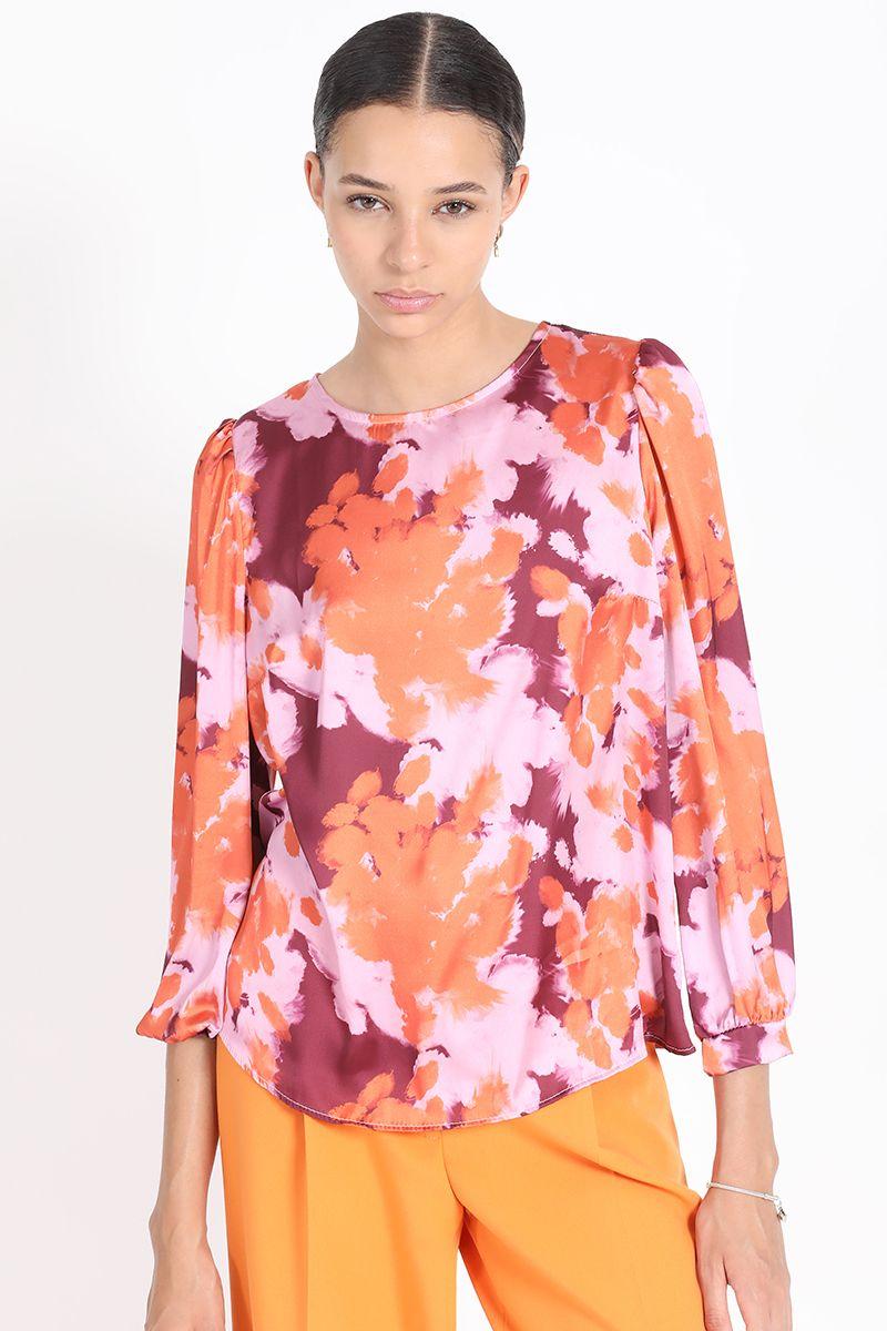 Blusa Estampado Flores Naranjo Liola-4