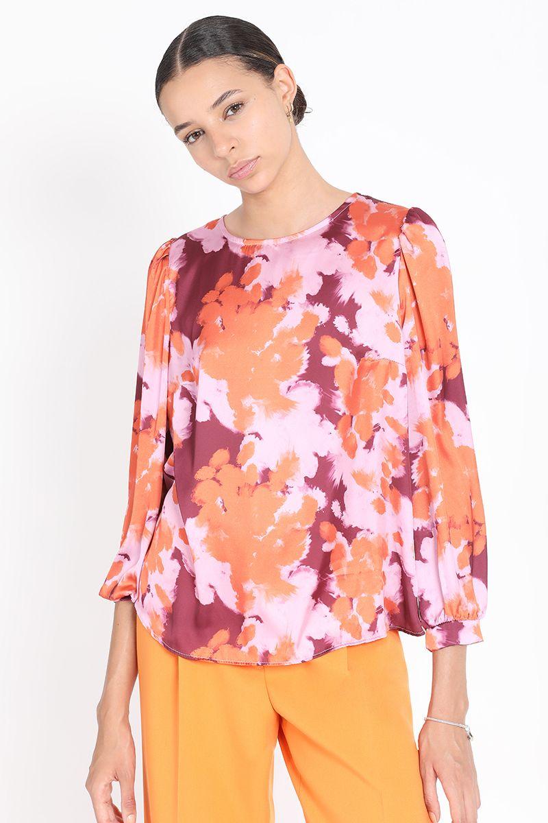 Blusa Estampado Flores Naranjo Liola-5