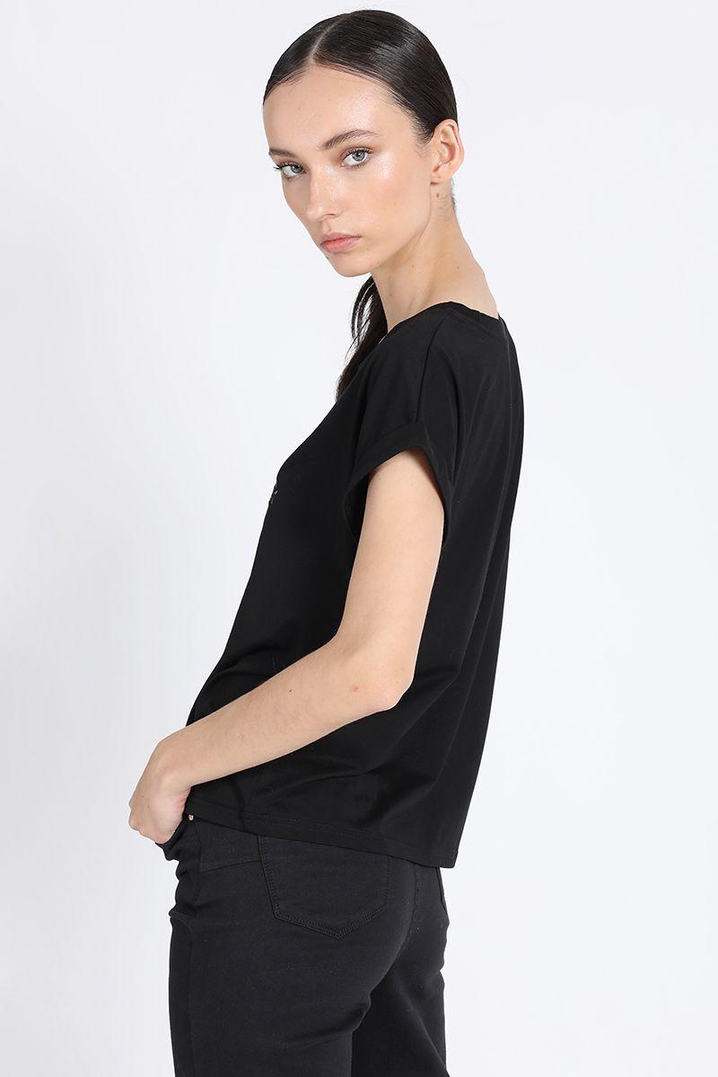 Polera Con Bordado, Negro Liola-1