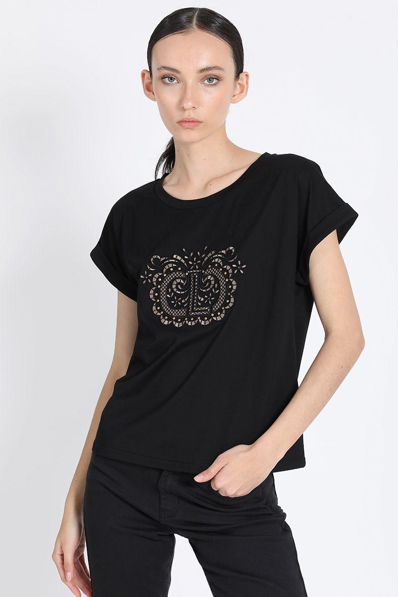 Polera Con Bordado, Negro Liola-3