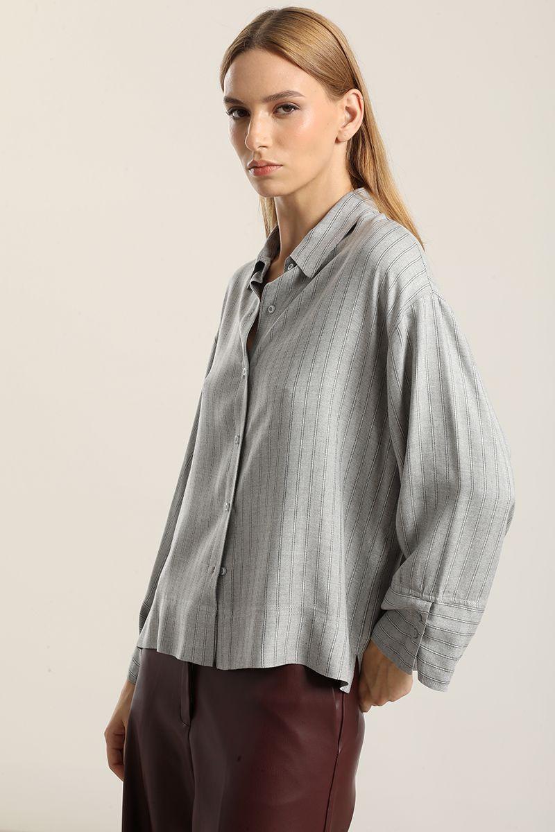 Blusa, fantasía rayas, gris Liola-0