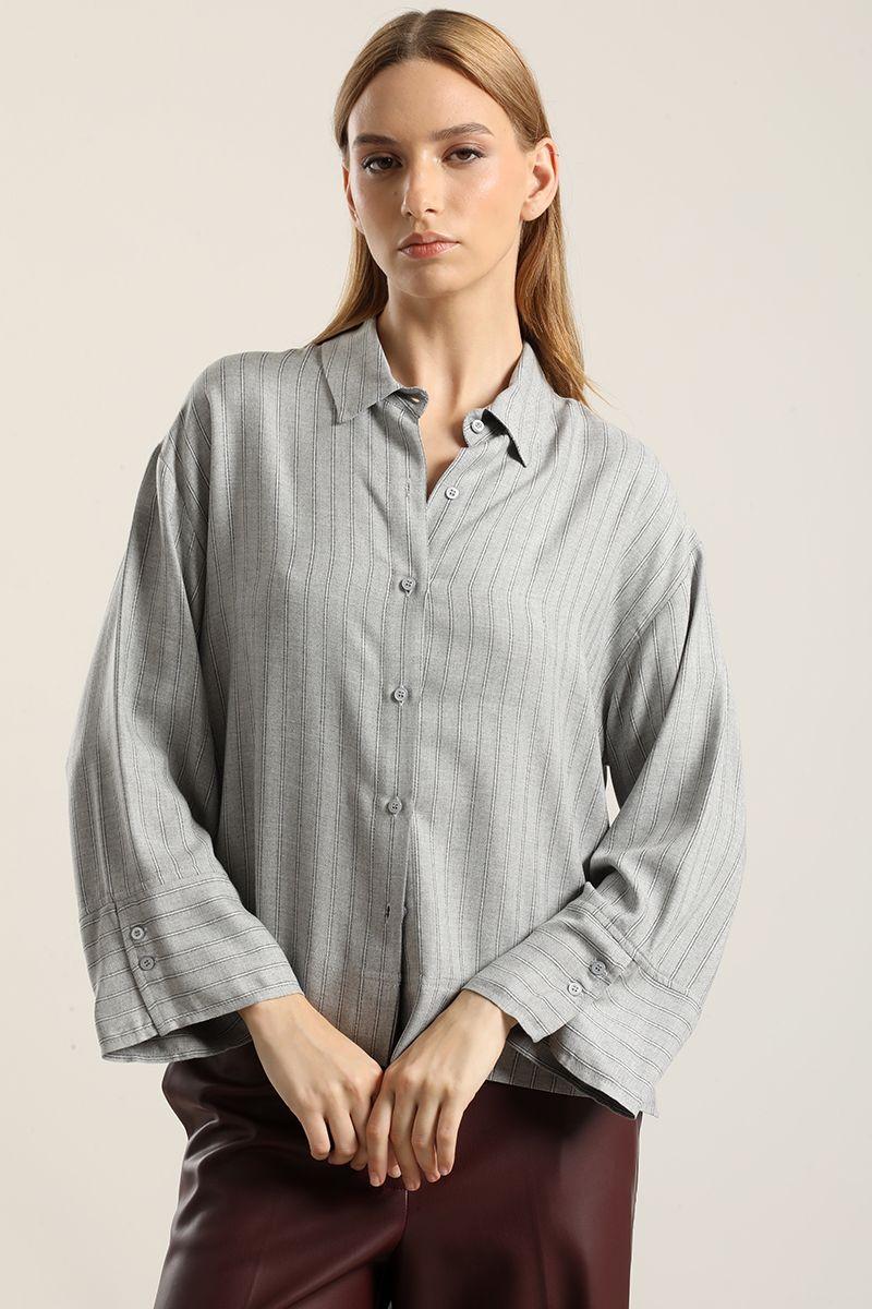 Blusa, fantasía rayas, gris Liola-2
