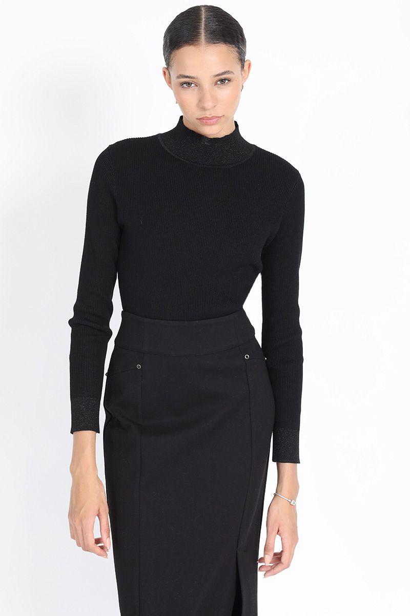 Tejido Punto Con Hilo Metalizado, Negro Liola-0