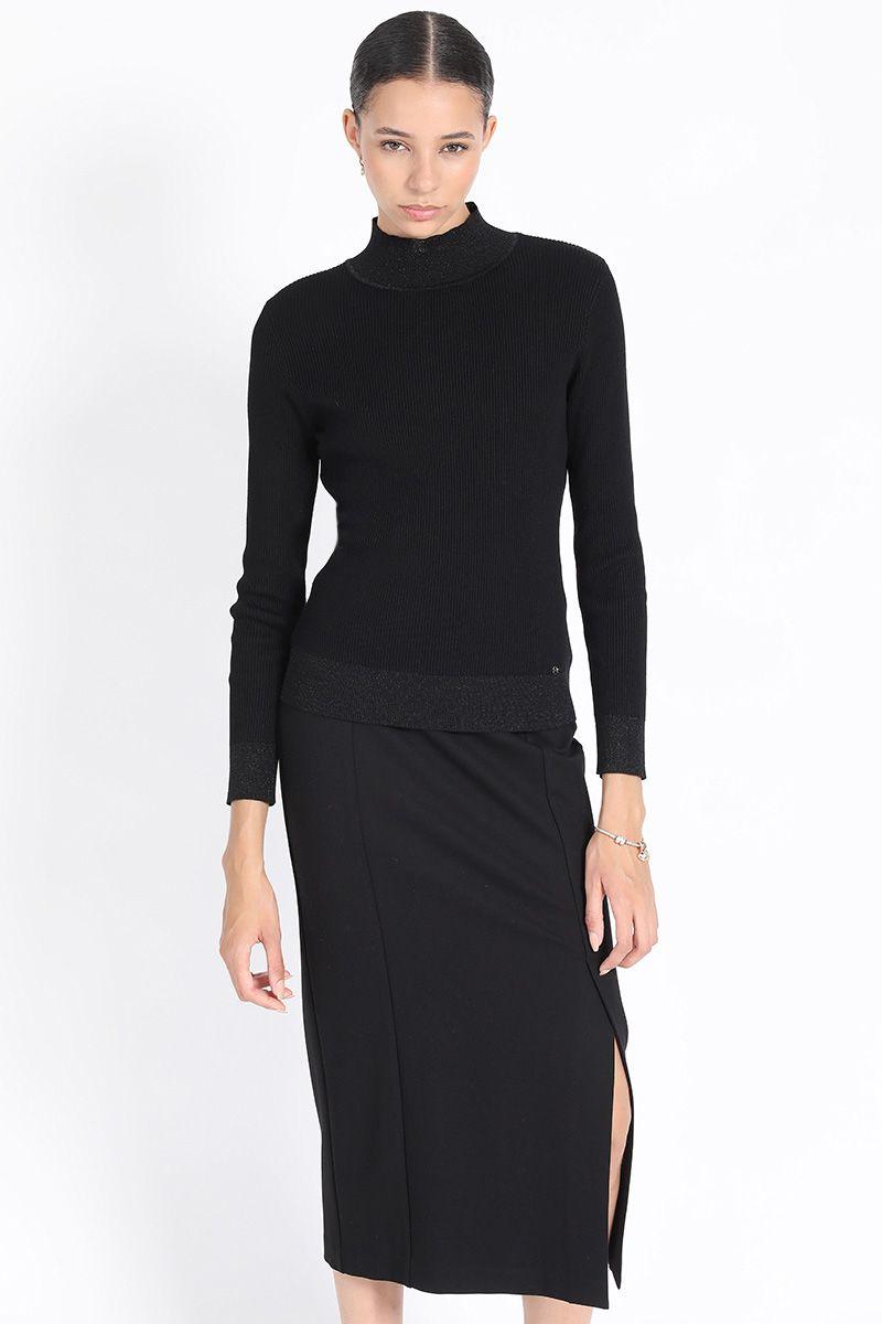 Tejido Punto Con Hilo Metalizado, Negro Liola-2