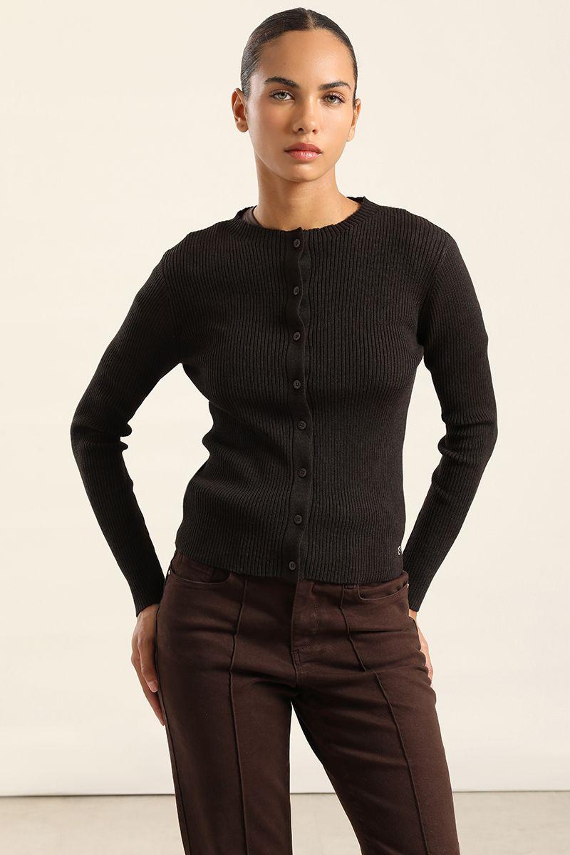 Jersey Punto Basico, Chocolate Liola-5