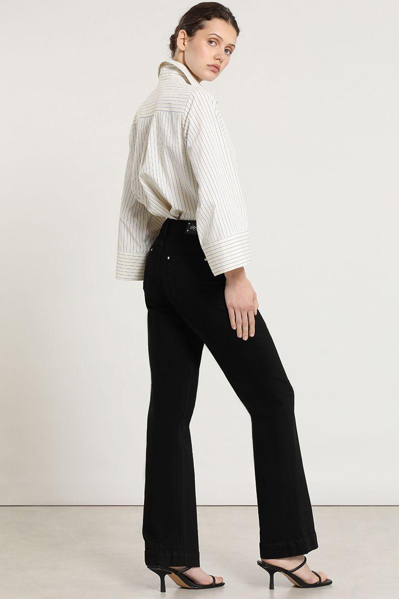 Jeans color bootcut, negro Liola-4