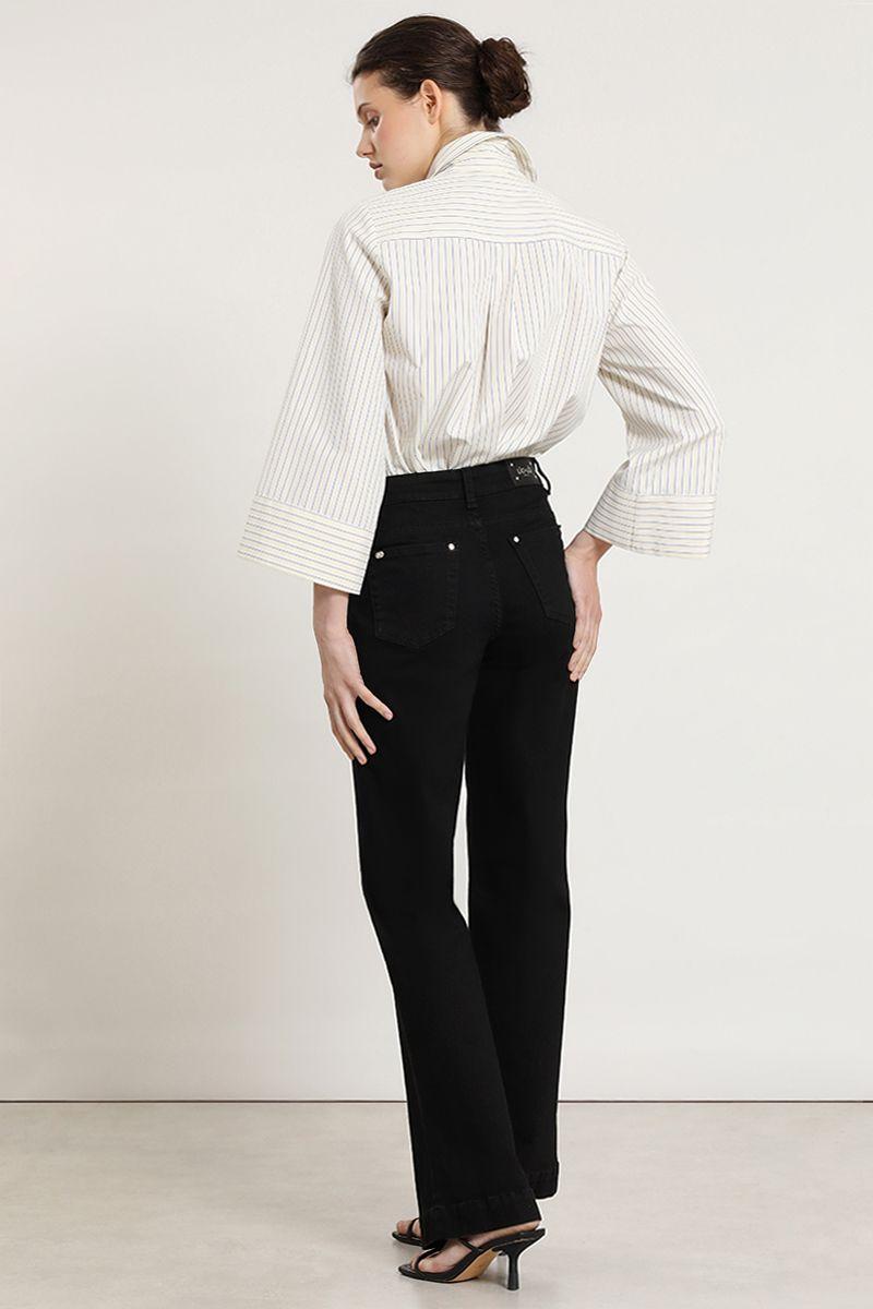 Jeans color bootcut, negro Liola-5
