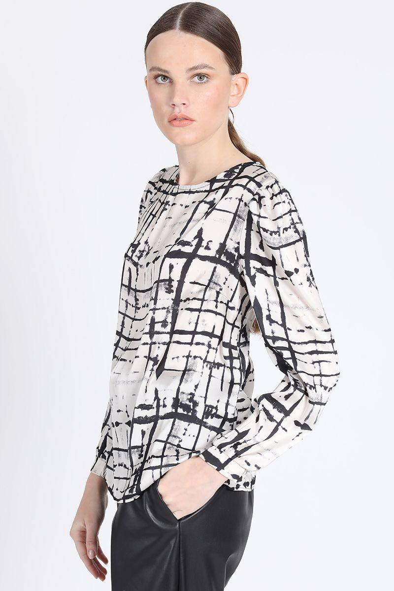 Blusa Estampado Cuadrille Tinta Crudo Liola-2
