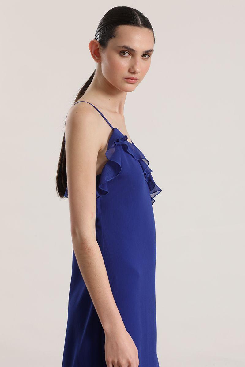 Vestido maxi volantes Liola mujer azulino-6