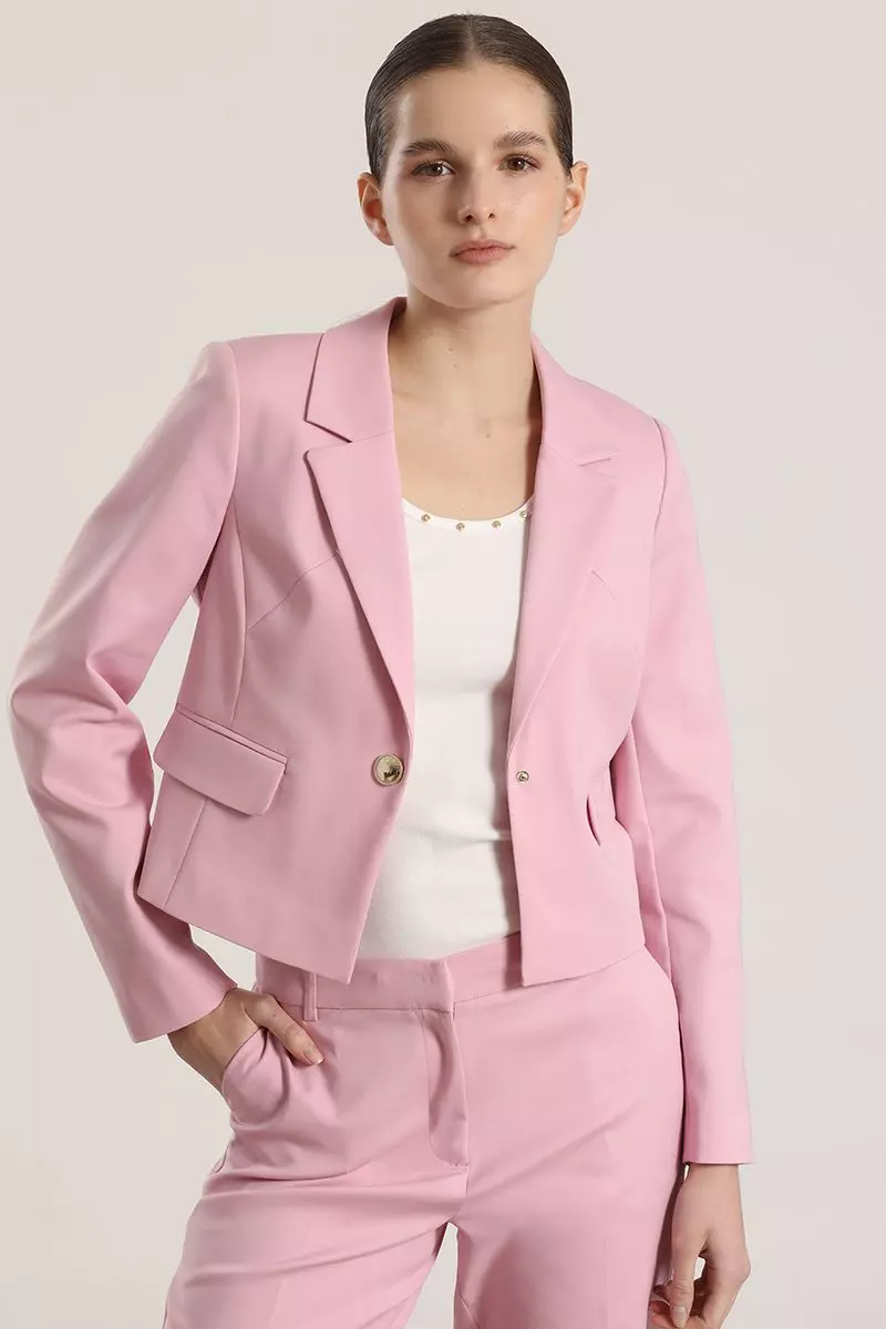 Blazer cropped Liola mujer rosa-0