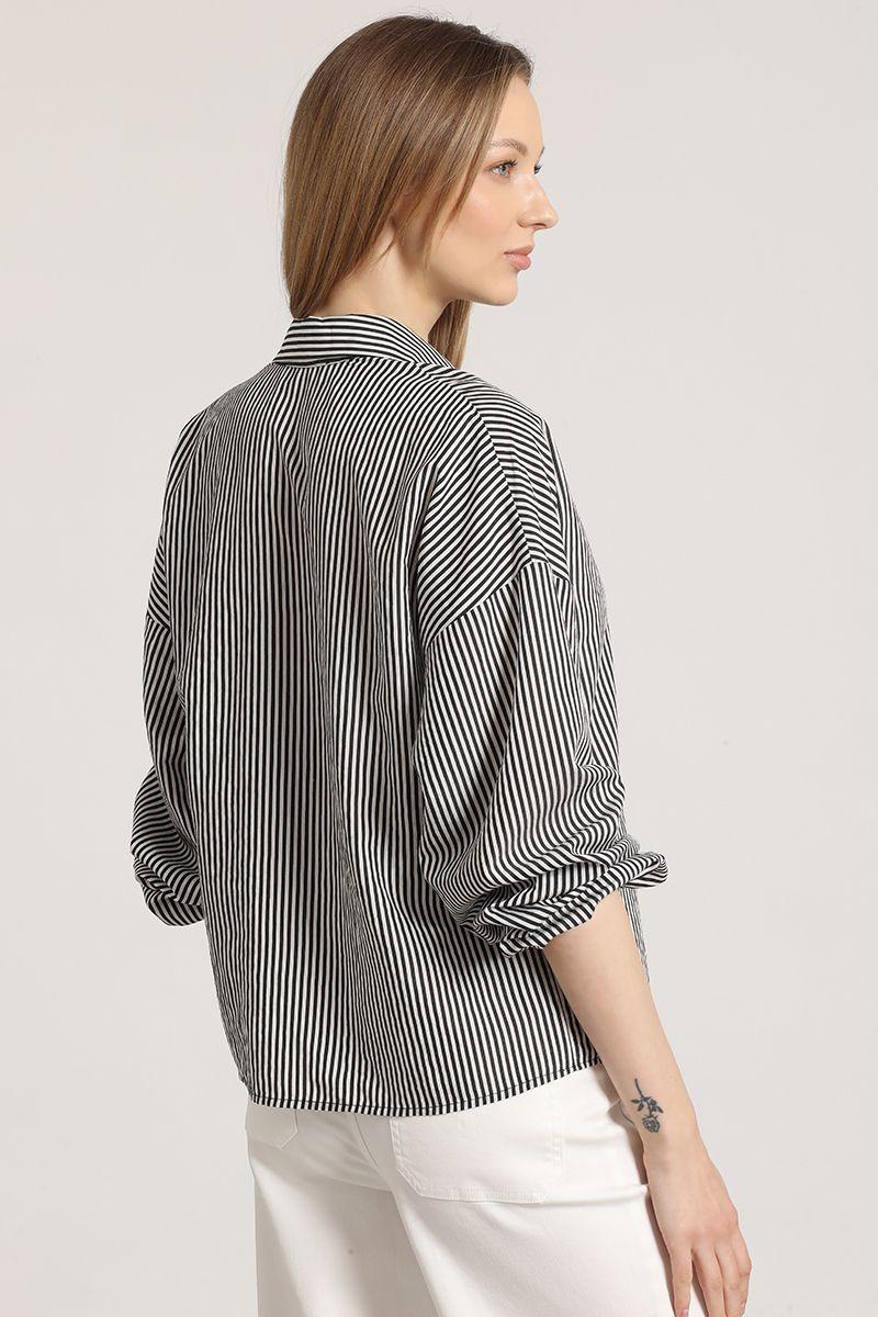 Blusa estampado rayas mujer Liola negro-4