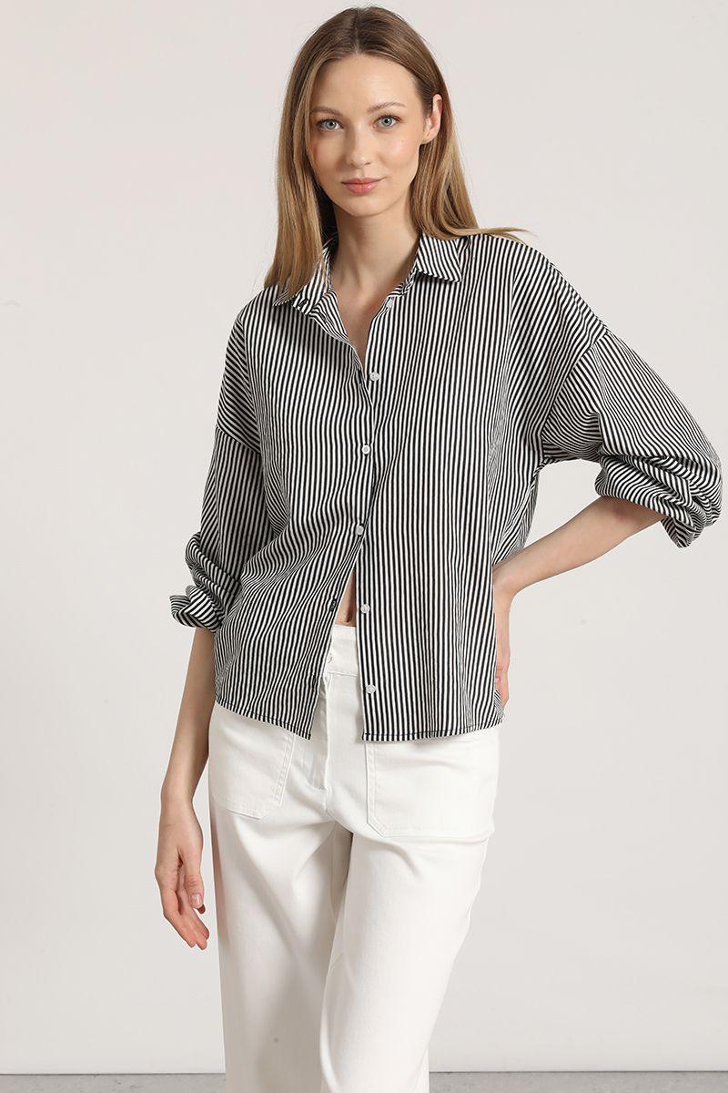 Blusa estampado rayas mujer Liola negro-5