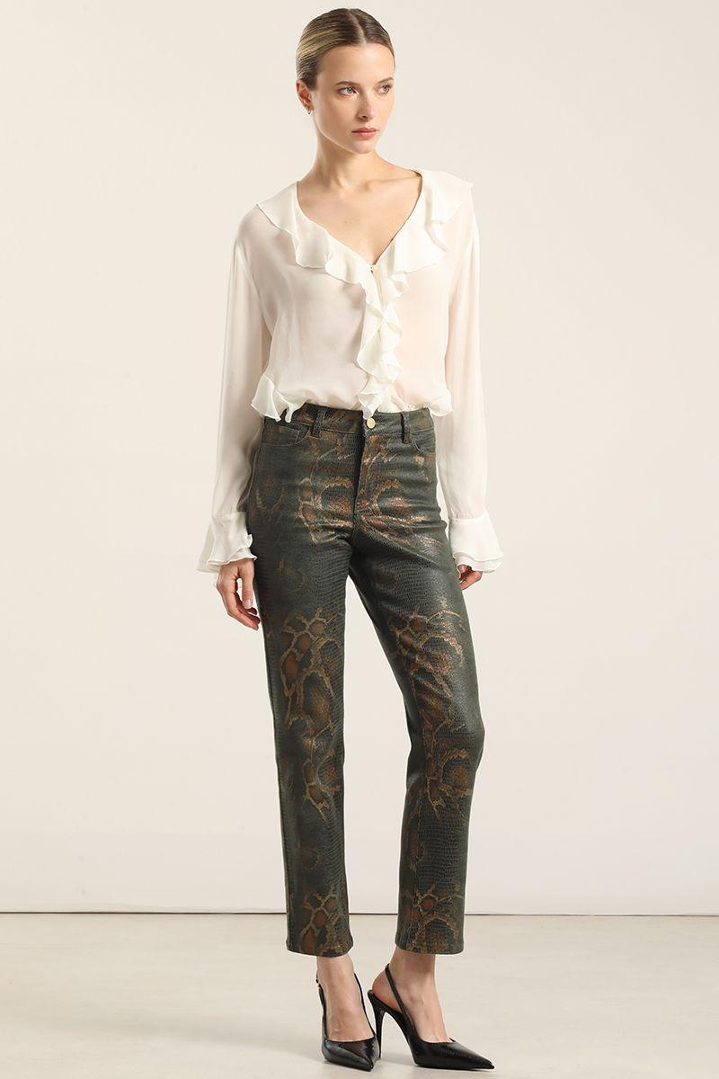 Pantalon Pitillo Folia Piton, Verde Liola-3