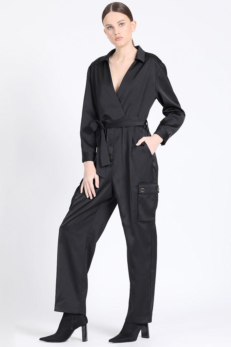 Enterito Recto Cargo, Satin Negro Liola-0