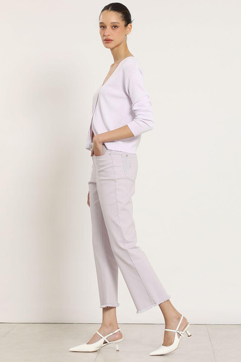 Jeans color cropped flare, lila Liola-3