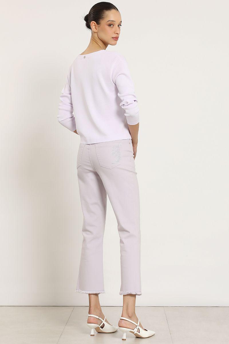 Jeans color cropped flare, lila Liola-4