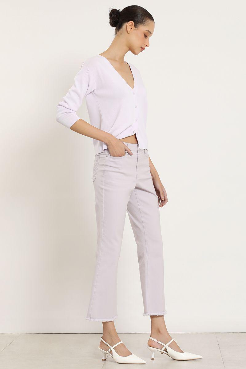 Jeans color cropped flare, lila Liola-5