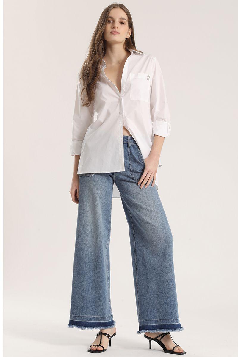 Jeans wide leg denim Liola mujer azul-2