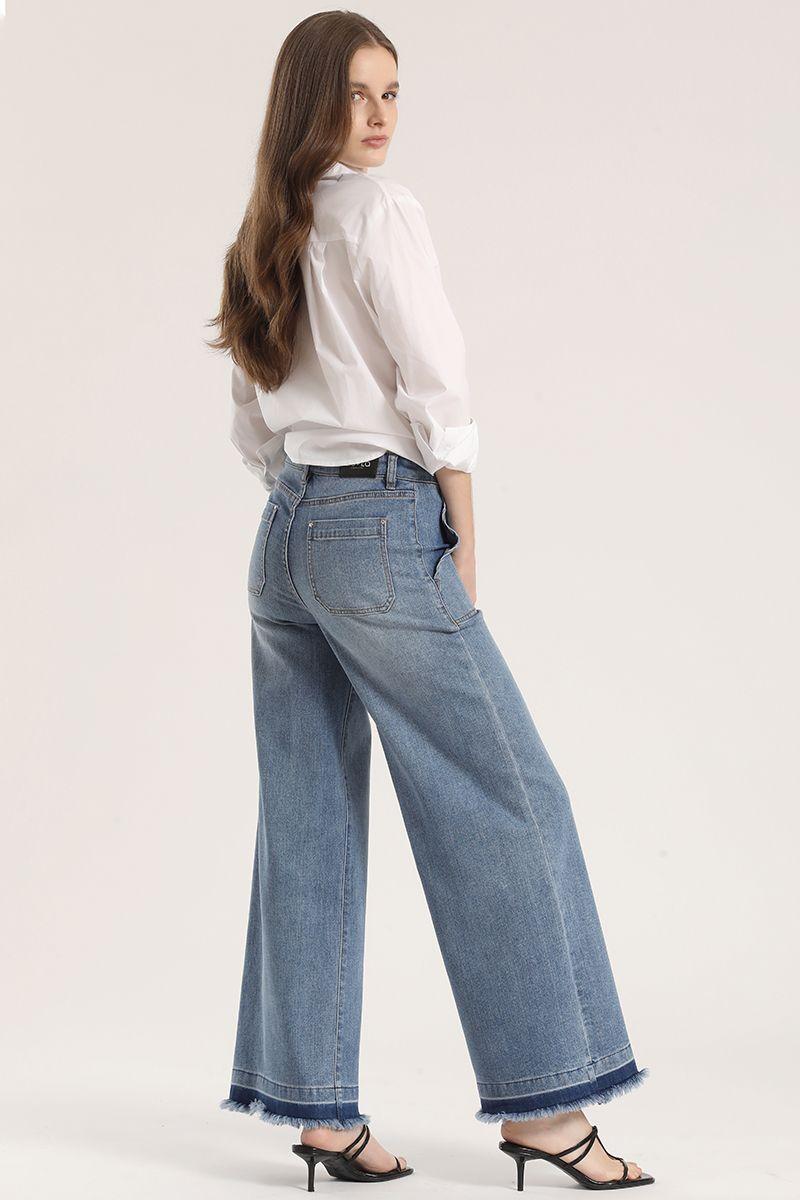 Jeans wide leg denim Liola mujer azul-4