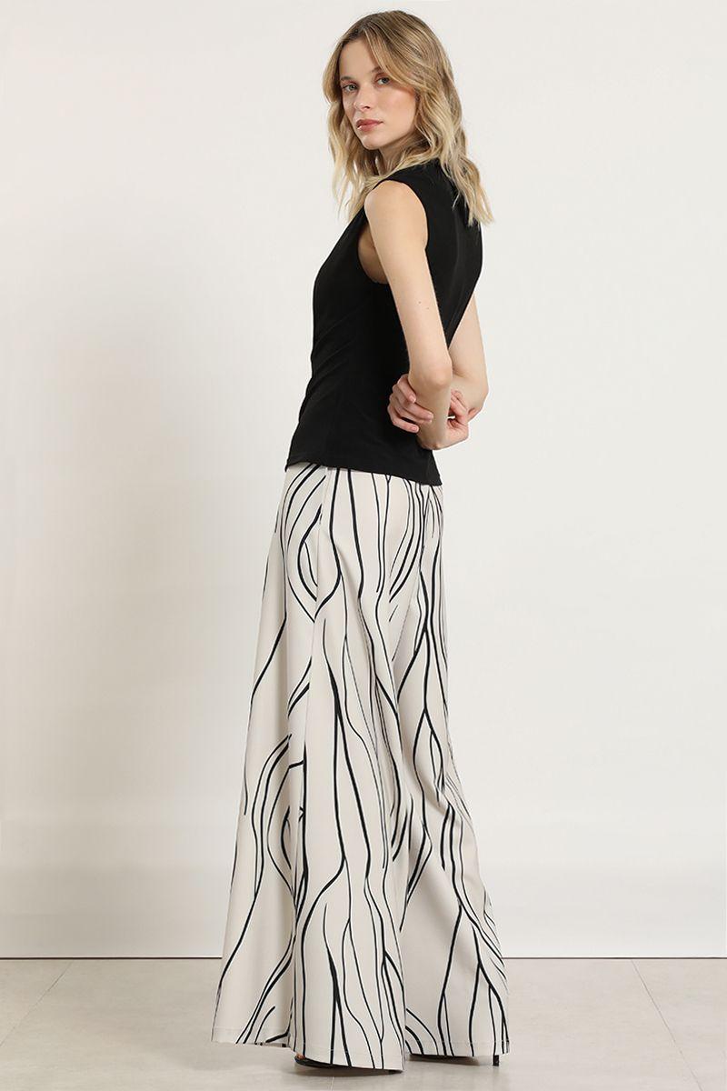 Pantalon ancho, estampado, beige Liola-6