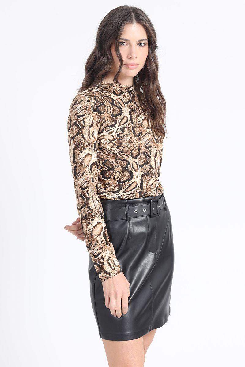 Polera Tipo Beatle, Estampado Animal Print, Liola-5