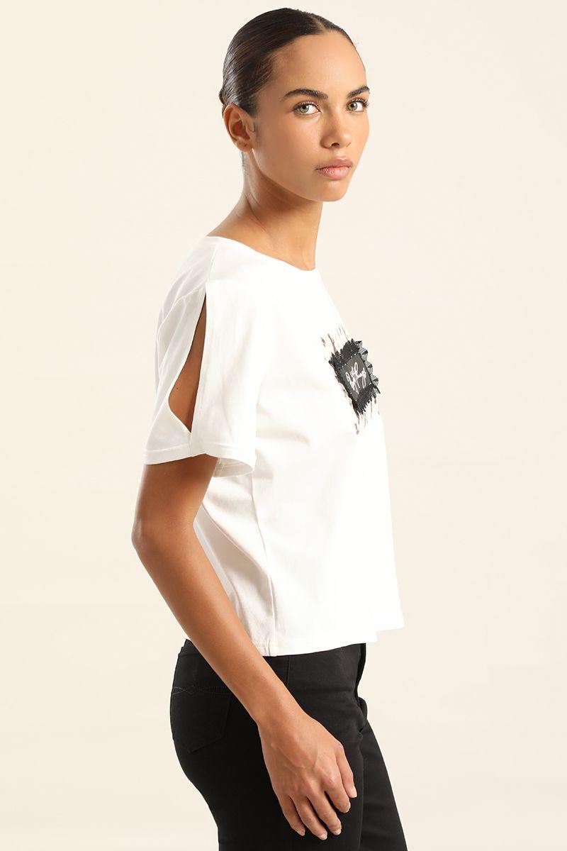 Polera Con Aplicacion, Crudo Liola-2