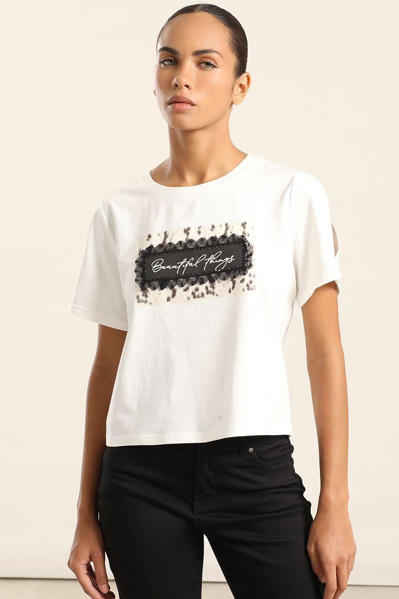 Polera Con Aplicacion, Crudo Liola-3