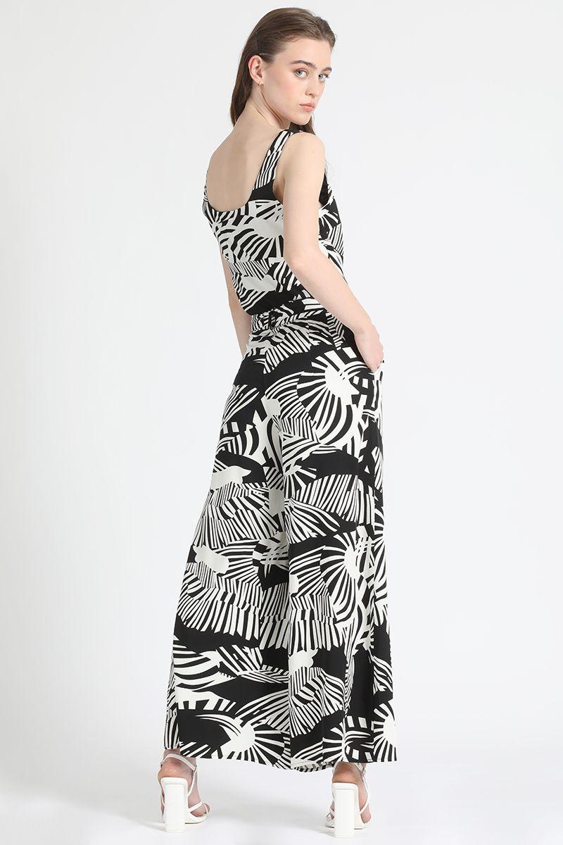 Pantalon Palazzo Estampado Negro Liola-2
