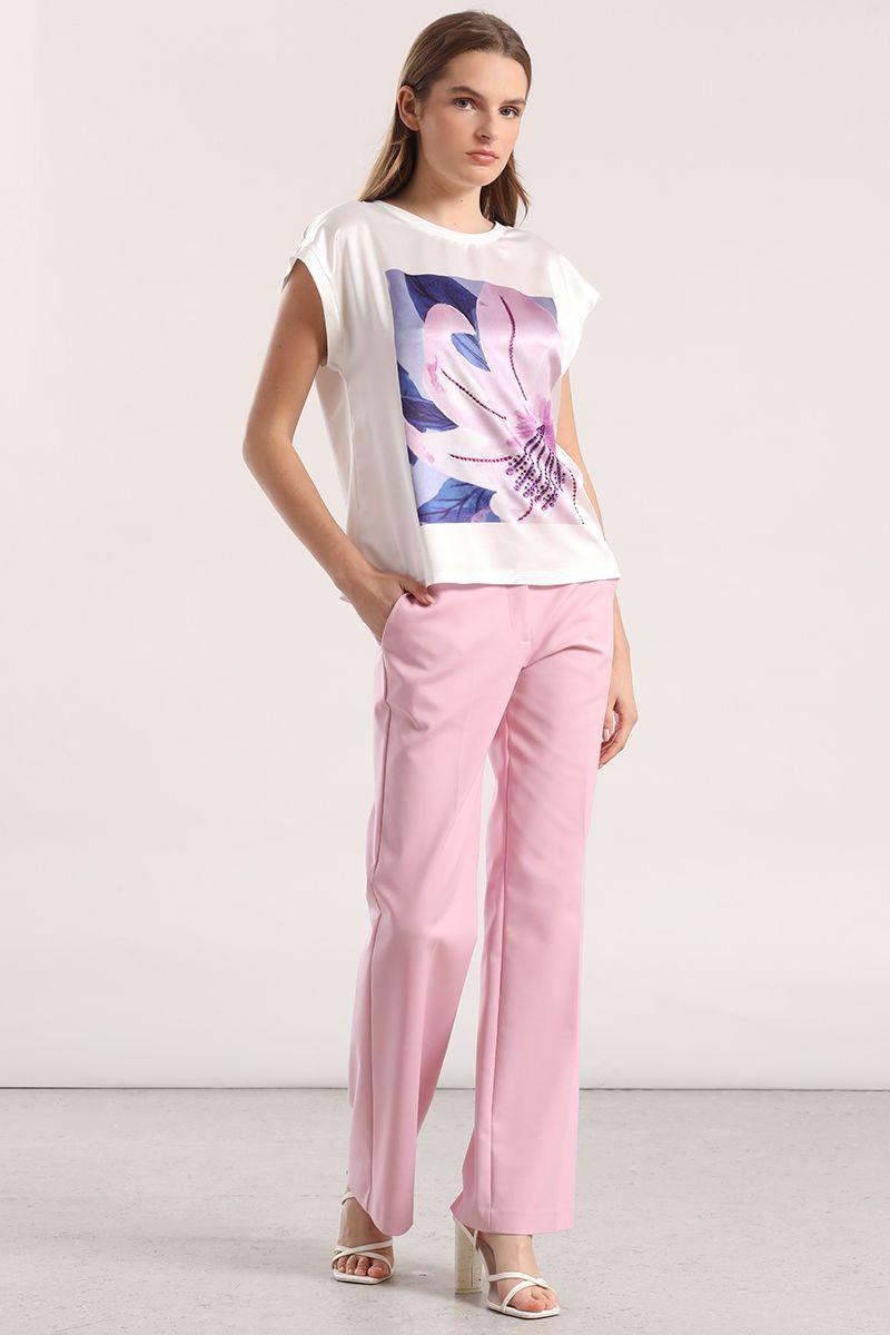 Polera satin flor estampada liola mujer violeta-0