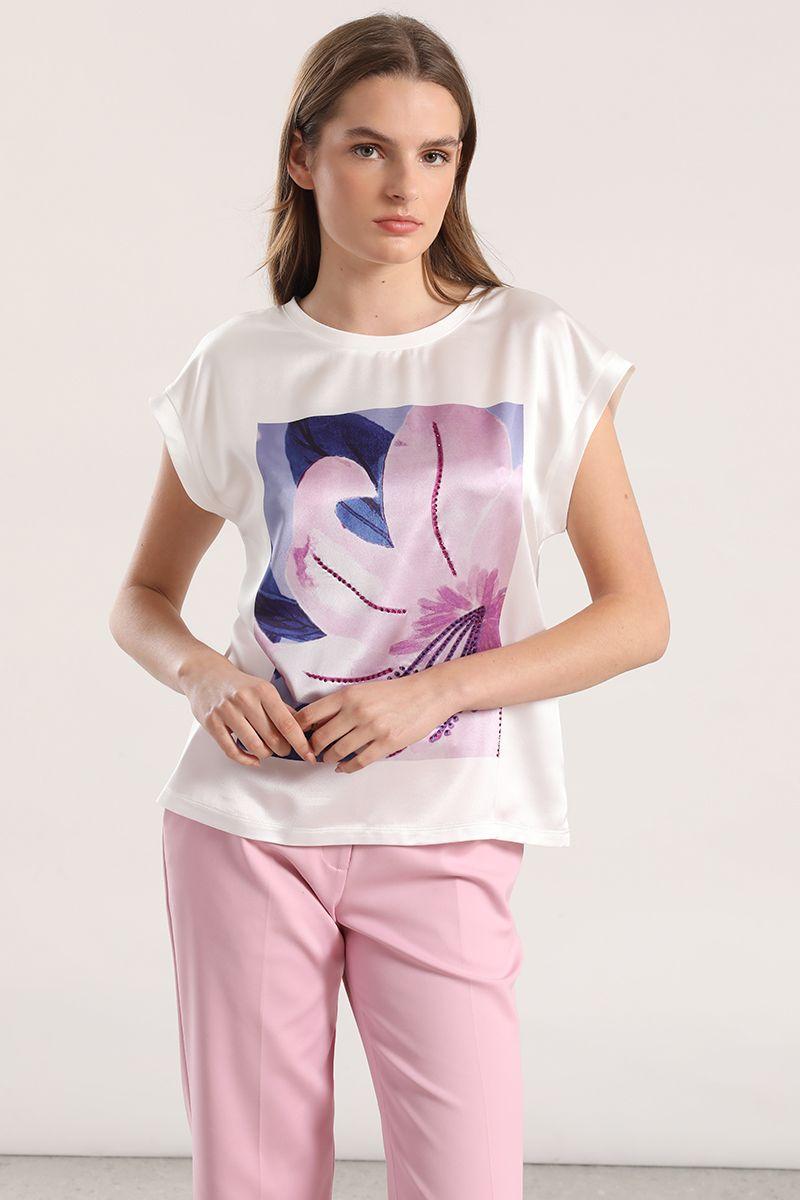 Polera satin flor estampada liola mujer violeta-1