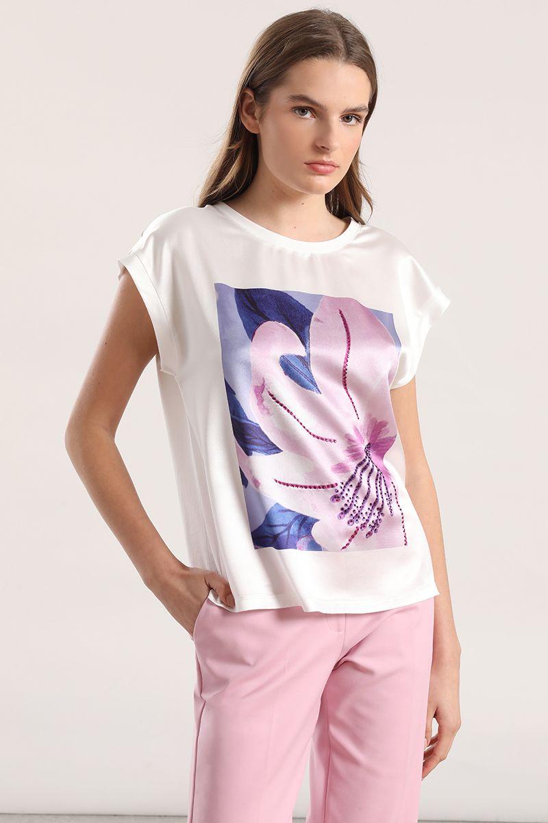 Polera satin flor estampada liola mujer violeta-2