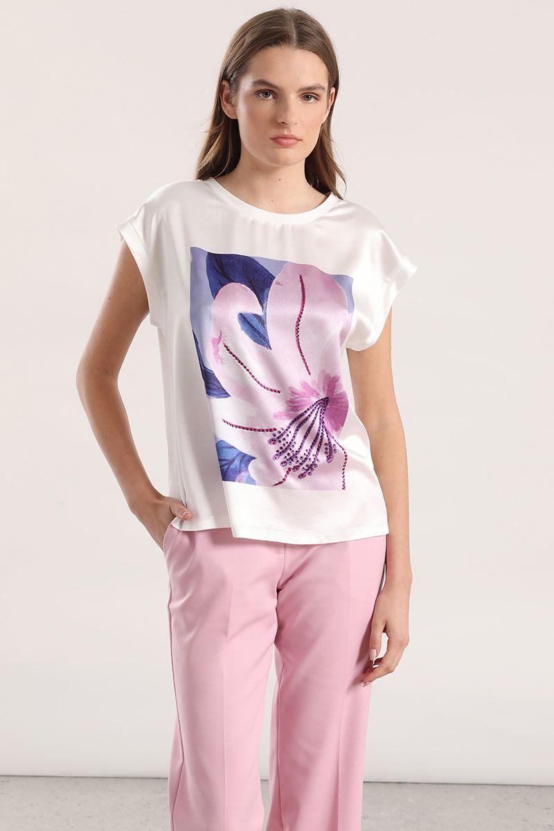 Polera satin flor estampada liola mujer violeta-3