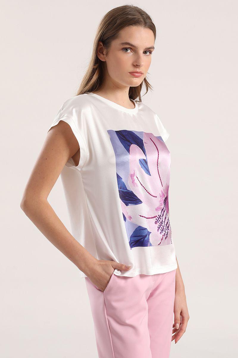 Polera satin flor estampada liola mujer violeta-4