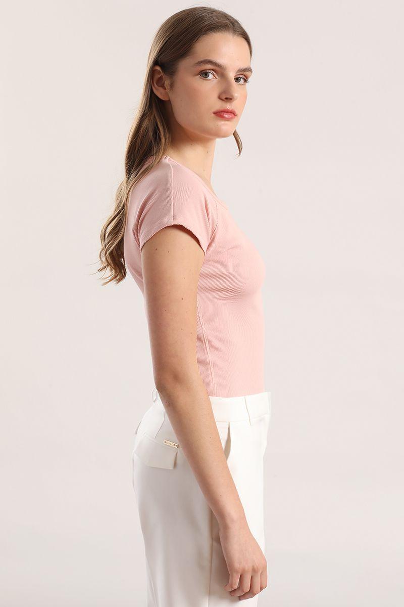 Polera ribb básica liola mujer rosa-2