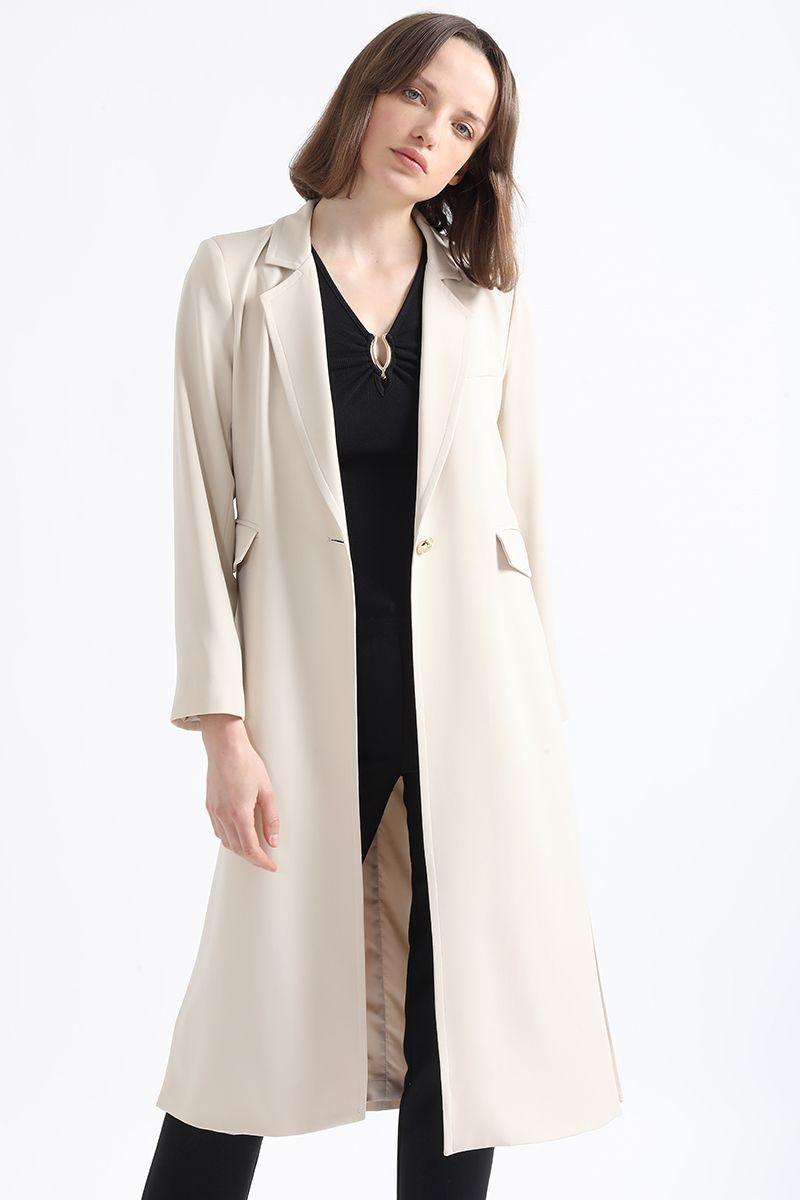 Chaqueta Larga Liviana, Beige Liola-2
