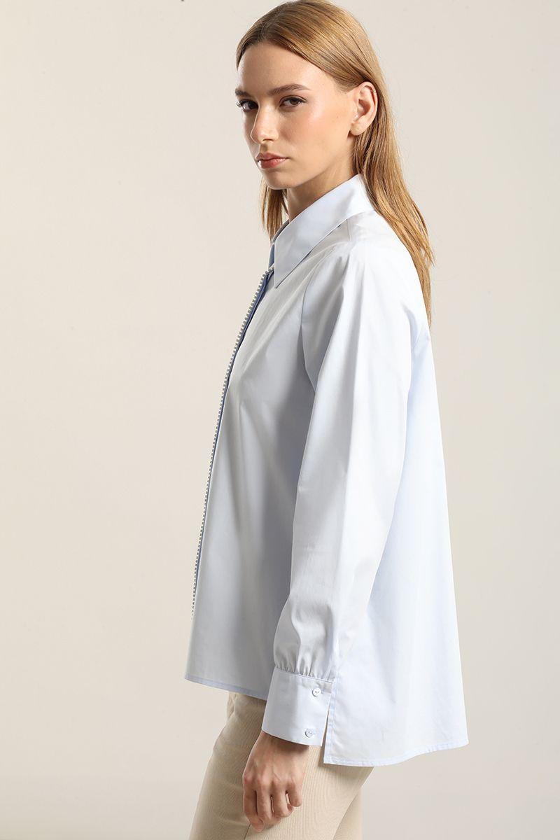 Camisa Poplin Strass, Celeste Liola-4