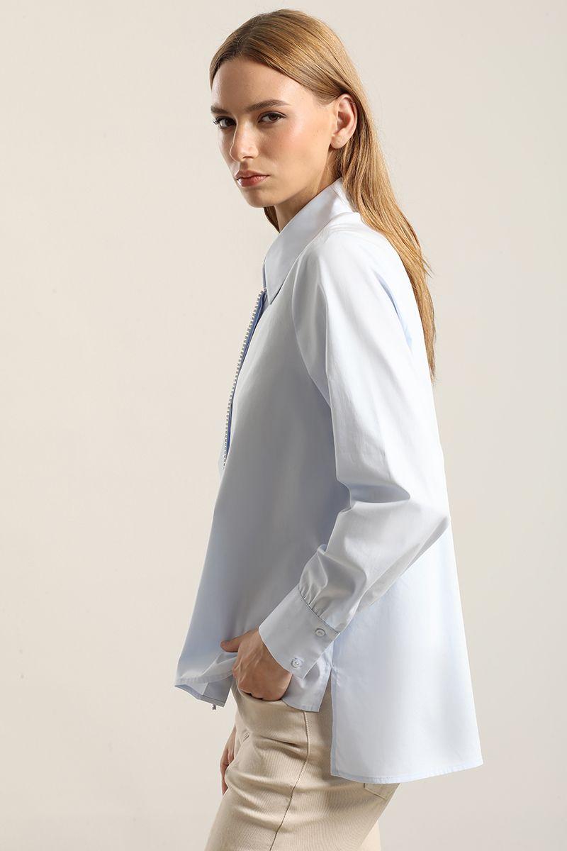 Camisa Poplin Strass, Celeste Liola-6