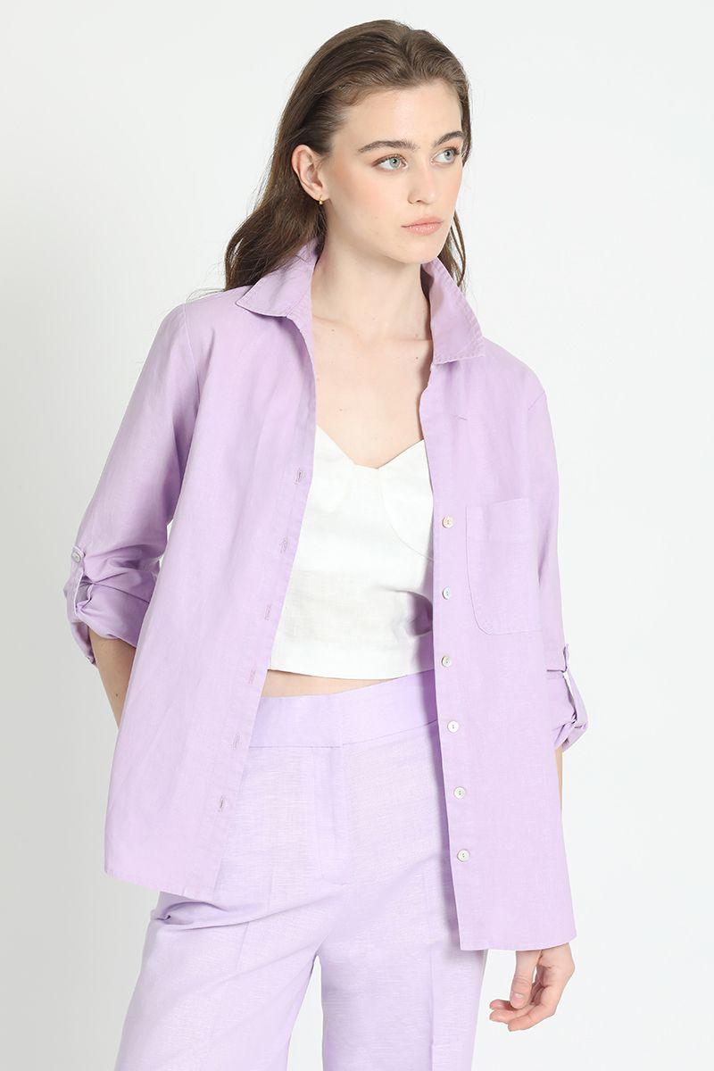 Camisa Lino Mix Lila Liola-0