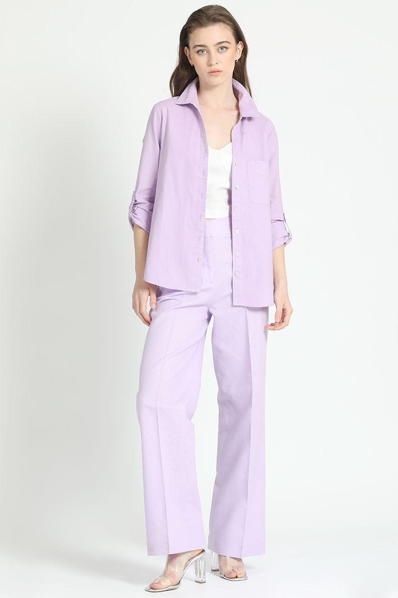 Camisa Lino Mix Lila Liola-1