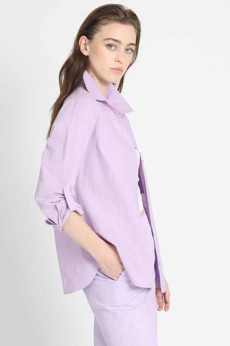 Camisa Lino Mix Lila Liola-3