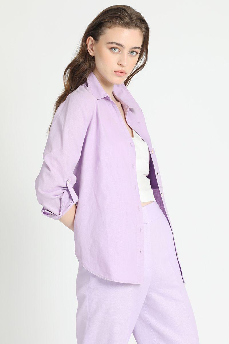 Camisa Lino Mix Lila Liola-5