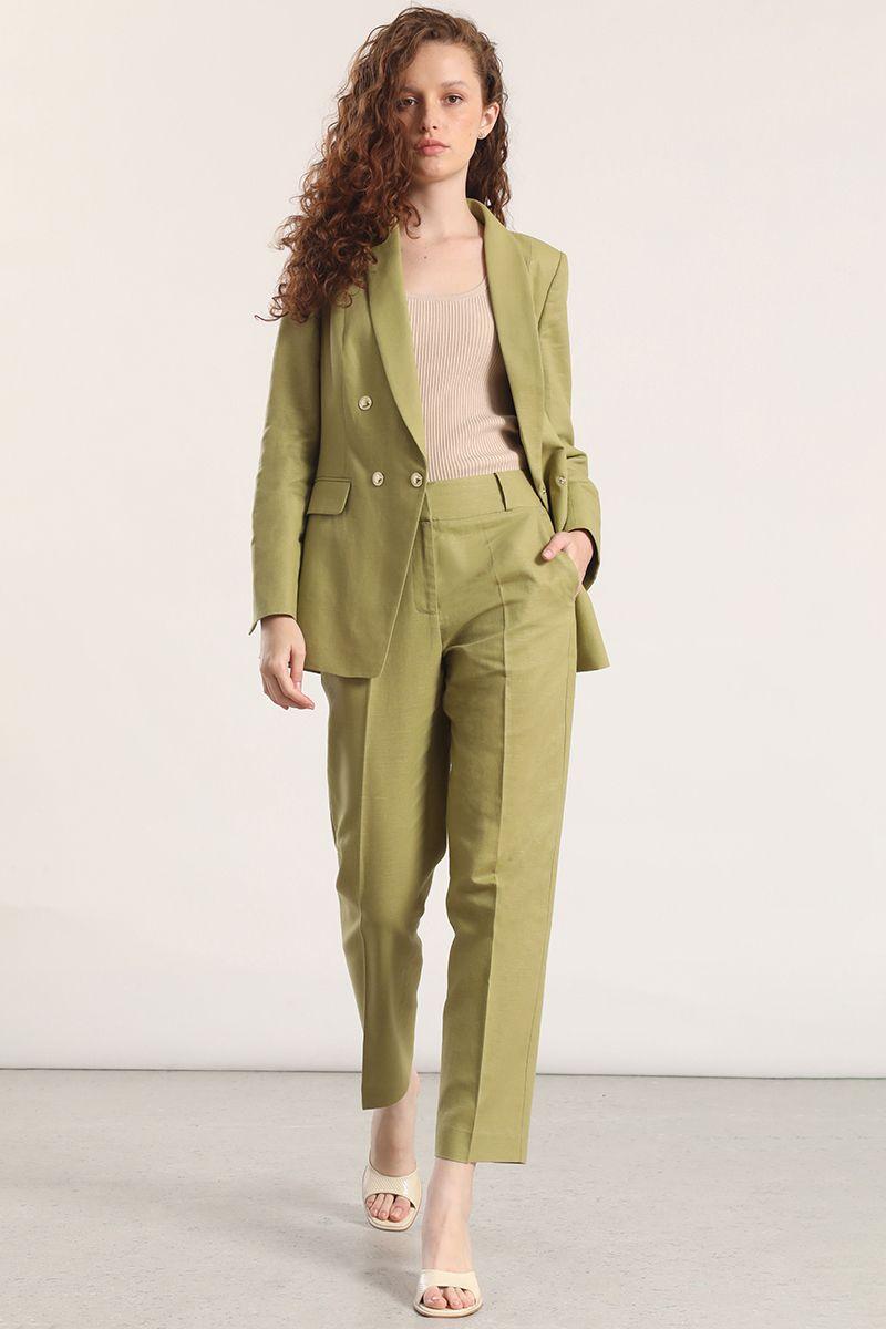 Blazer semi cruzado lino Liola mujer beige-1