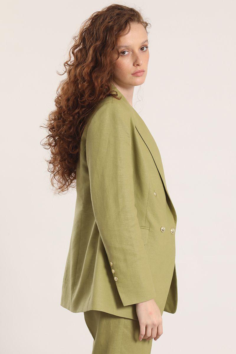 Blazer semi cruzado lino Liola mujer beige-5
