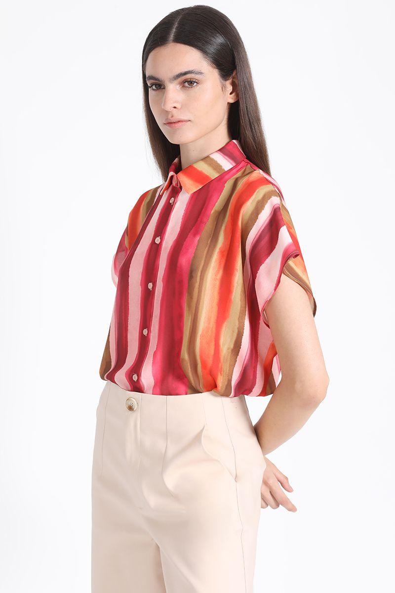 Blusa Estampada Manga Kimono, Rojo Liola-2