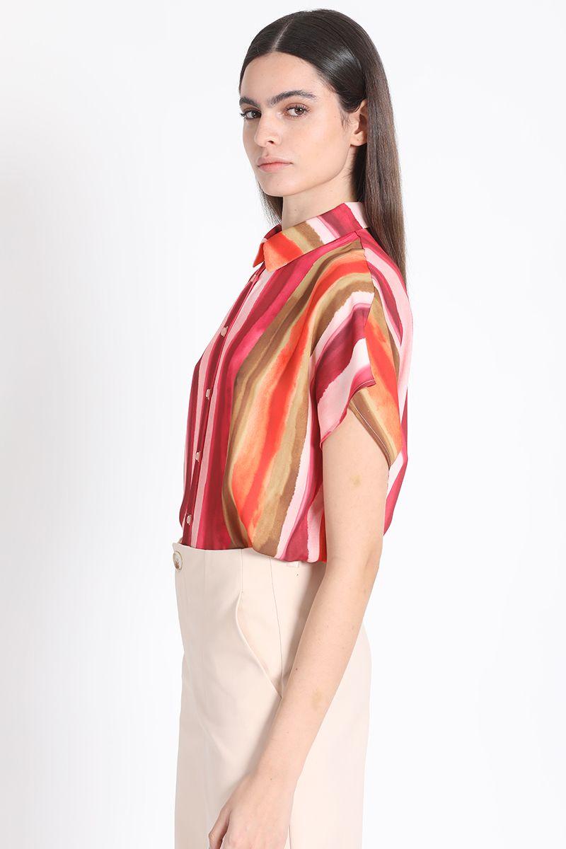 Blusa Estampada Manga Kimono, Rojo Liola-3