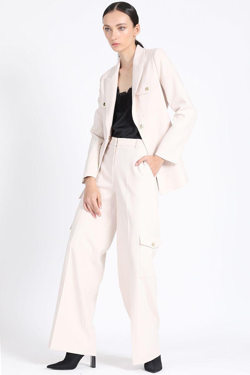 Chaqueta Larga Cargo Con Cinturon, Crudo Liola-5