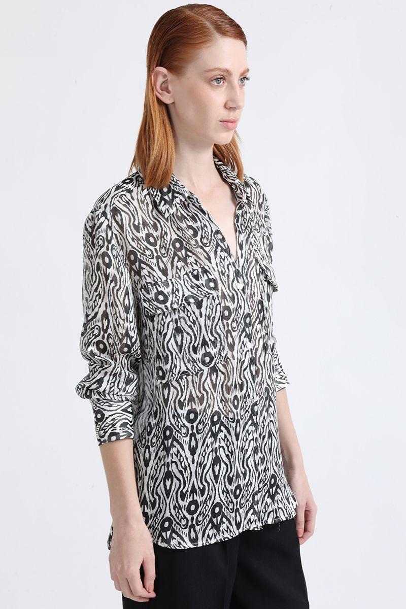 Blusa Fantasia Lurex Estampado, Negro Liola-2