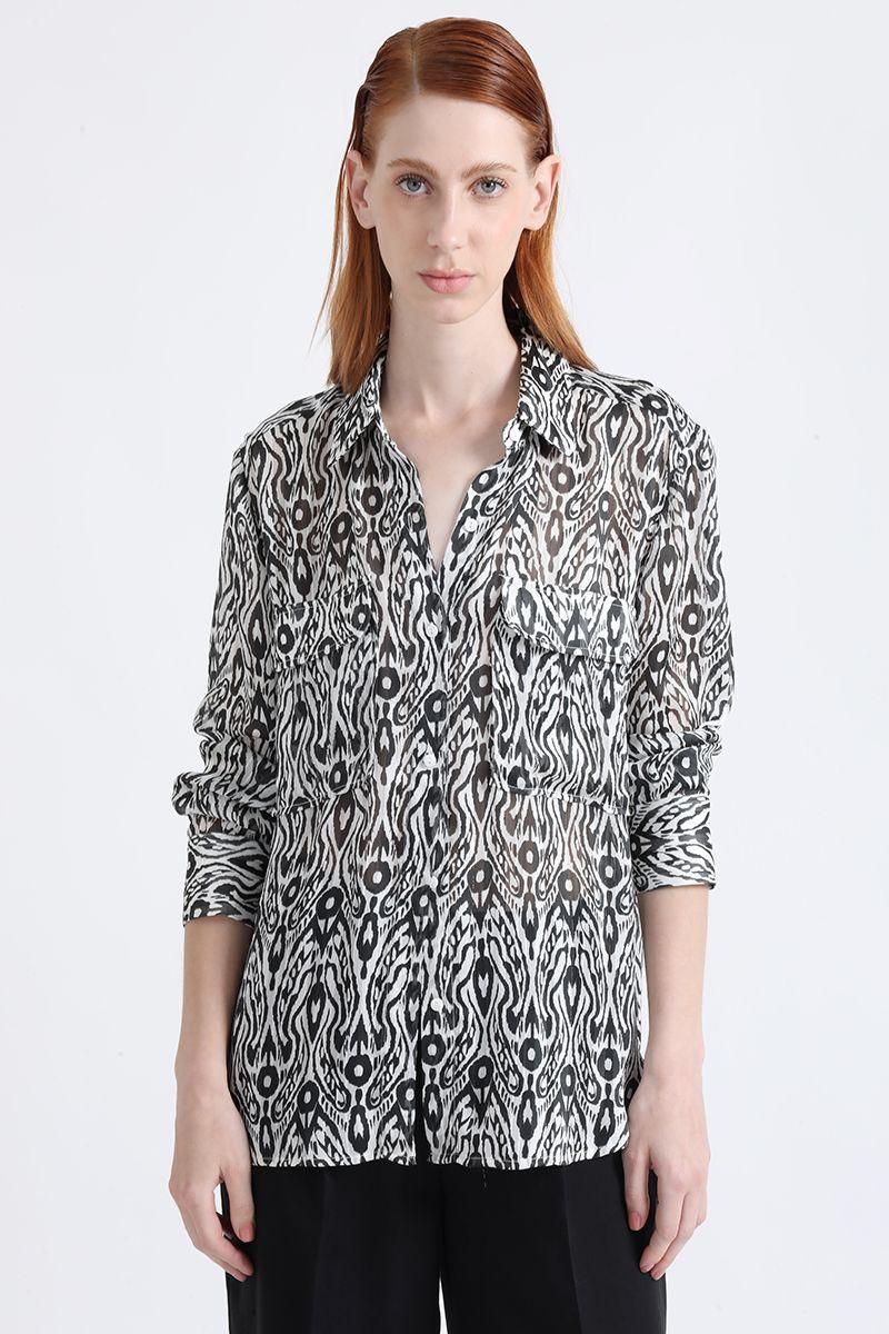 Blusa Fantasia Lurex Estampado, Negro Liola-3
