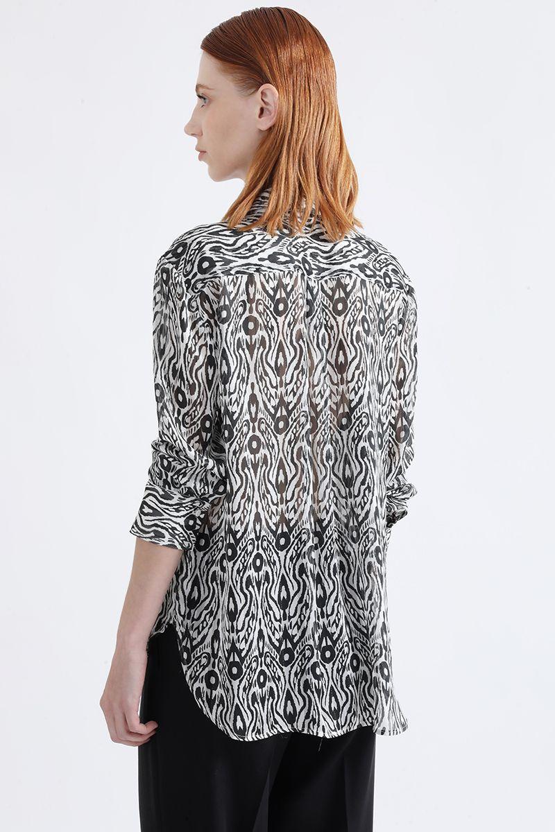 Blusa Fantasia Lurex Estampado, Negro Liola-4