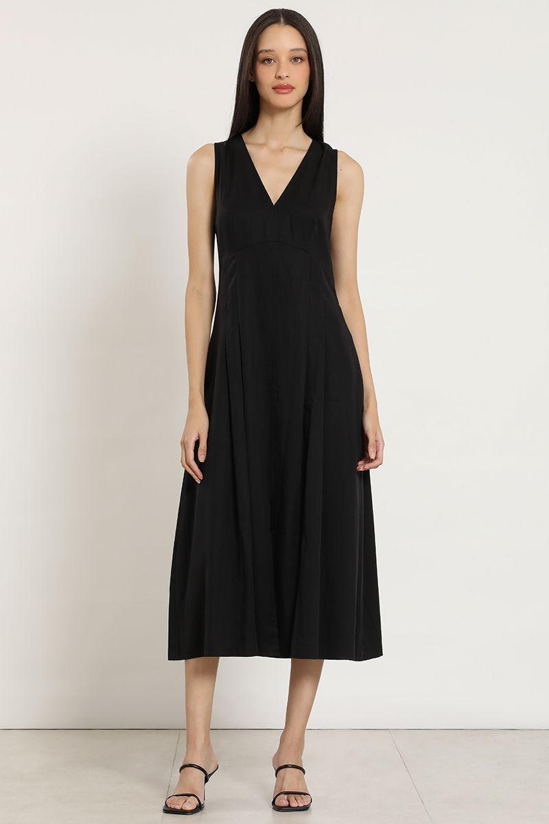 Vestido midi, lyocell, negro Liola-0